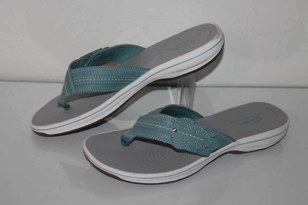 Clarks Cloudsteppers Breeze Sea Flip Flop Sandals, #27772, Blue, Women's Size 8
